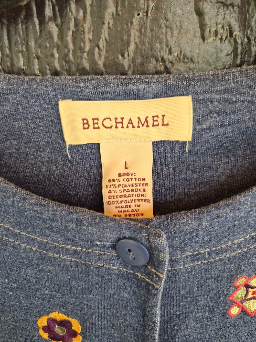 Bechamel Embroidered Button-Front Sweater Jacket - Picture 5 of 5